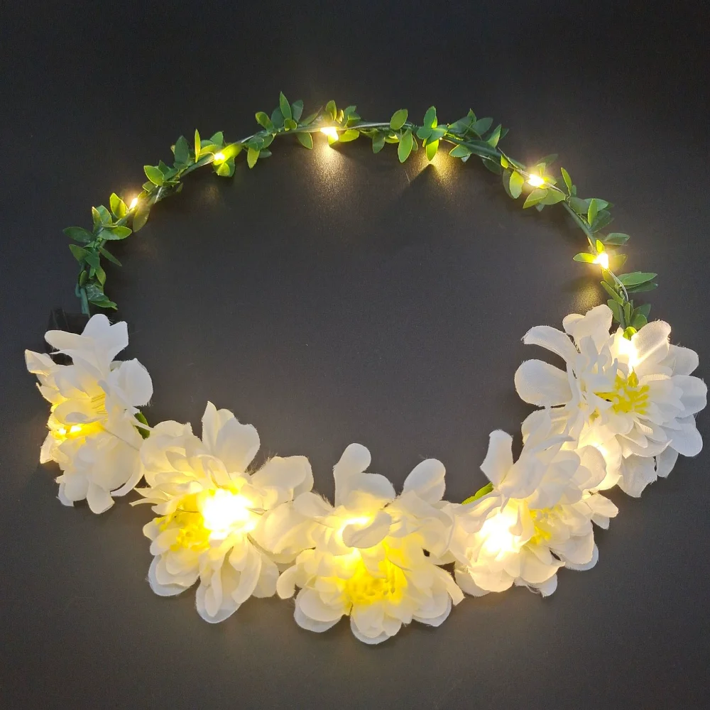 

10pcs LED Flower Crown Headband Luminous Hair Accessories Light up Headdress Flower for Women Girl Party Wedding Festival