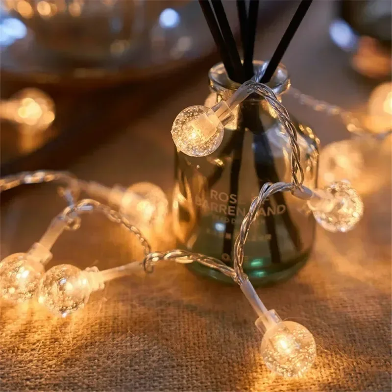 LED Bubble Ball String Lights USB/Battery Operated Indoor Fairy Light for Wedding Holidays New Year 2026 Decorations10/20/40LED