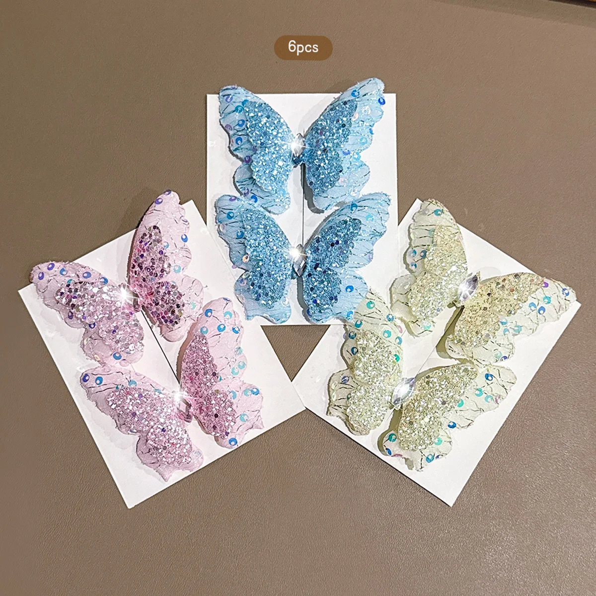 6 bunte Schmetterlings-Haarspangen im süßen Stil, geeignet für den täglichen Gebrauch als Accessoires – Detail 2