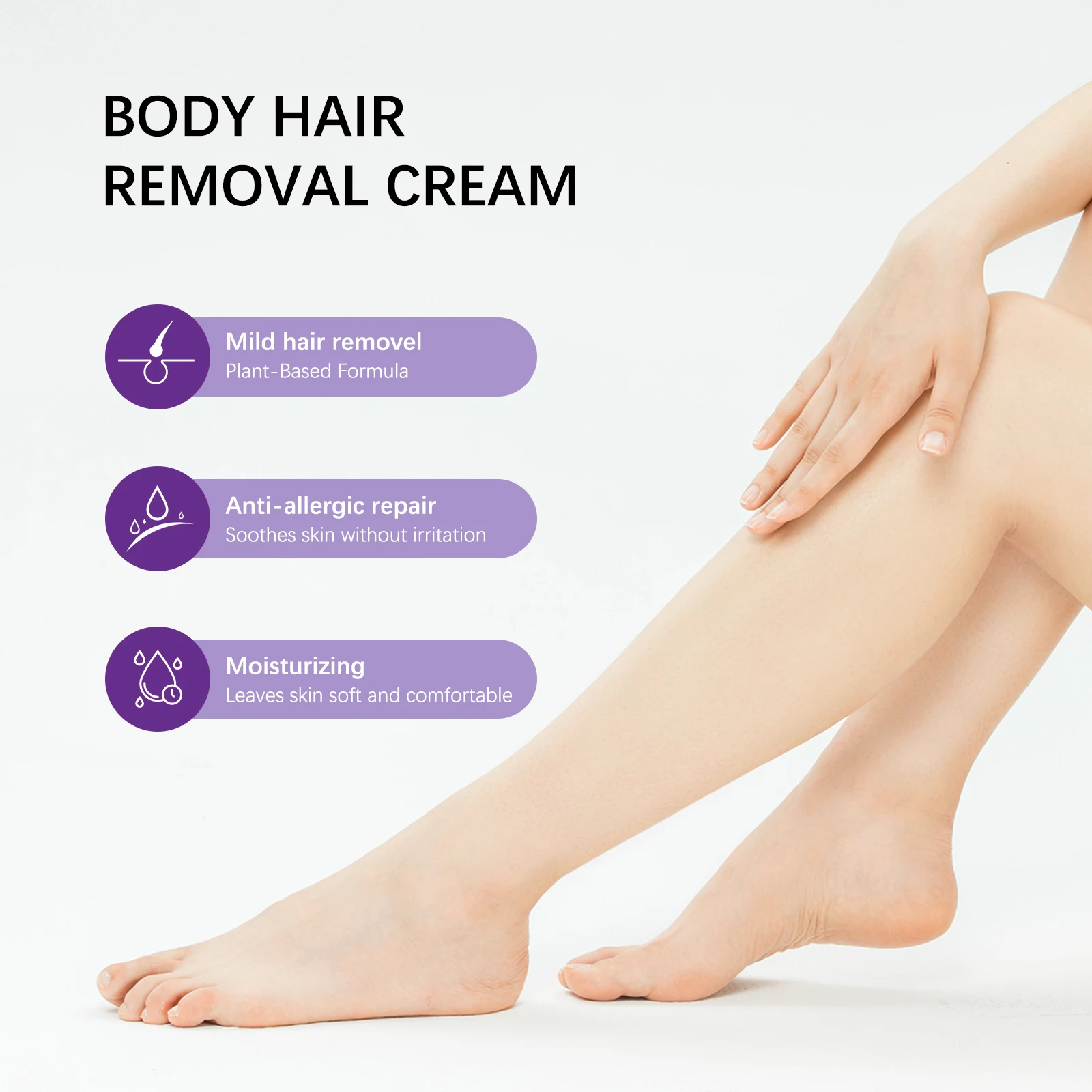 كريم إزالة شعر الجسم 100 مل - تركيبة نباتية لطيفة للنساء والرجال، بشرة ناعمة على مدار 24 ساعة مع زبدة الشيا والبيسابولول #3