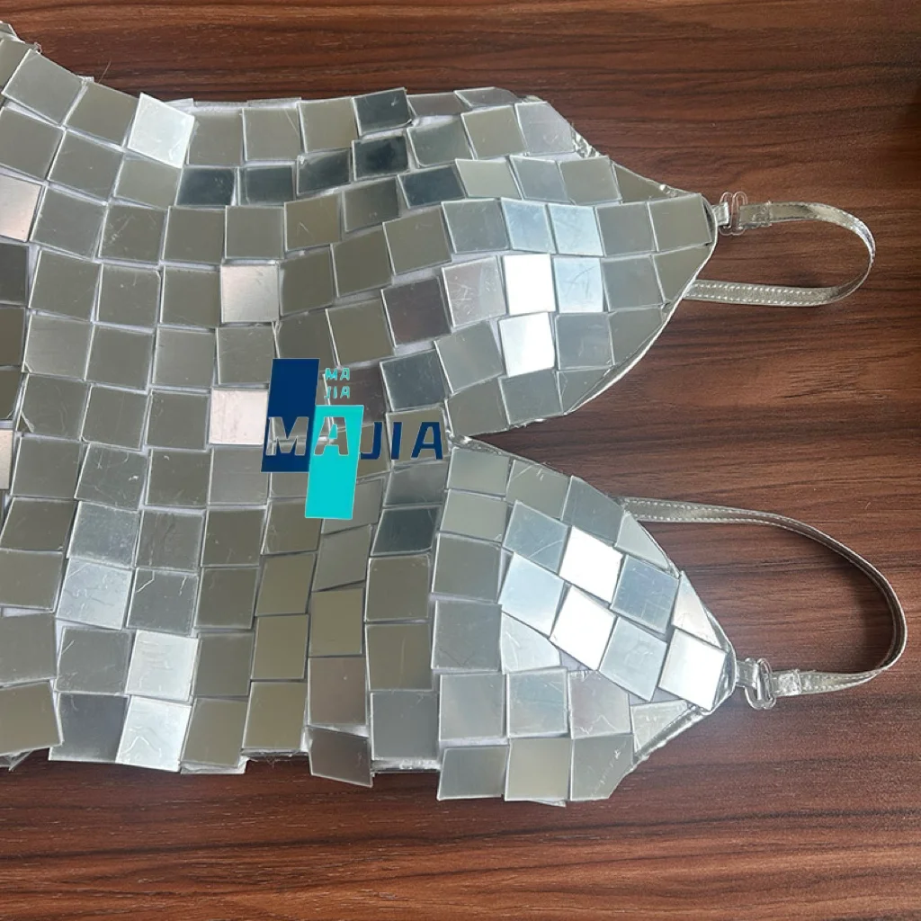 Klassieke dames sexy hemdje jurk spiegel nachtclub pak voor podiumprestaties show vakantie dragen 2025-stijl