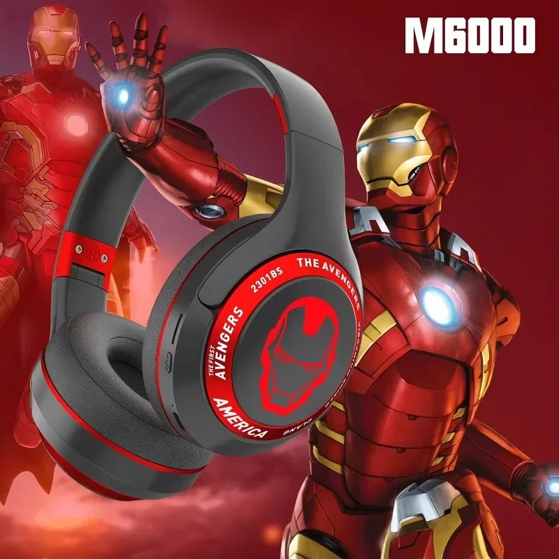 Disney Marvel Headphones Bluetooth Wireless Foldable Spider Man Earphones Noise Reduction Stereo Gaming Headset Anime Cartoon
