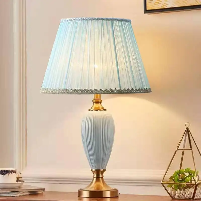 Modern European Ceramic Table Lamp Living Room Bedroom Home Decor Bedside Table Remote Control Lighting Fixtures