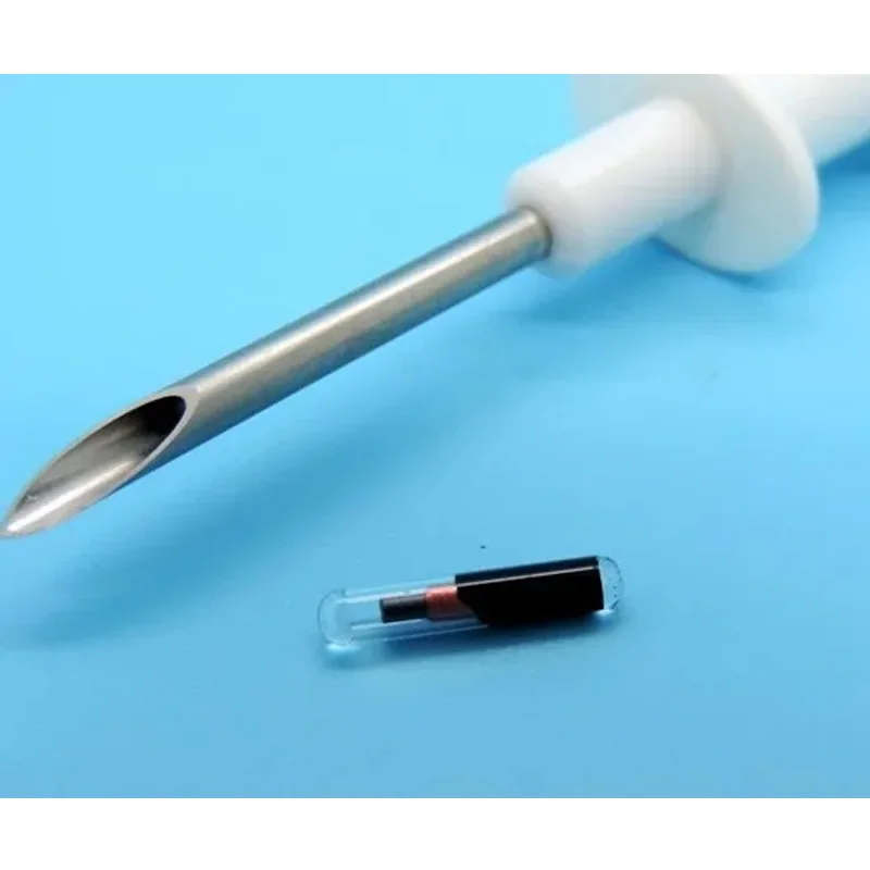 Microchip RFID para animales, etiqueta con Chip EM4305, ISO11784/5 FDX-B, 134,2 KHZ, 2,12x12mm, 1,4X8mm