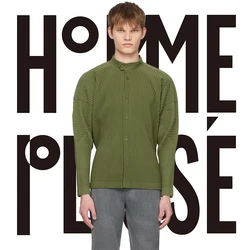 Pleats Original Pleated Blouse Men's 2024 Spring And Summer New Long-sleeved Shirt Men's Casual Cardigan Versatile Fall Jacket
