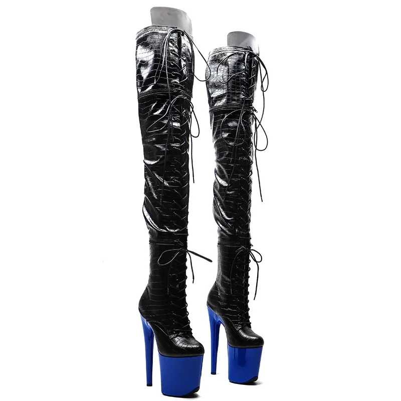 Leecabe 20CM/8Inch PU  Upper Zipper split boots Women New Design Three ways wear boots Extreme High Heel  Detachable boots