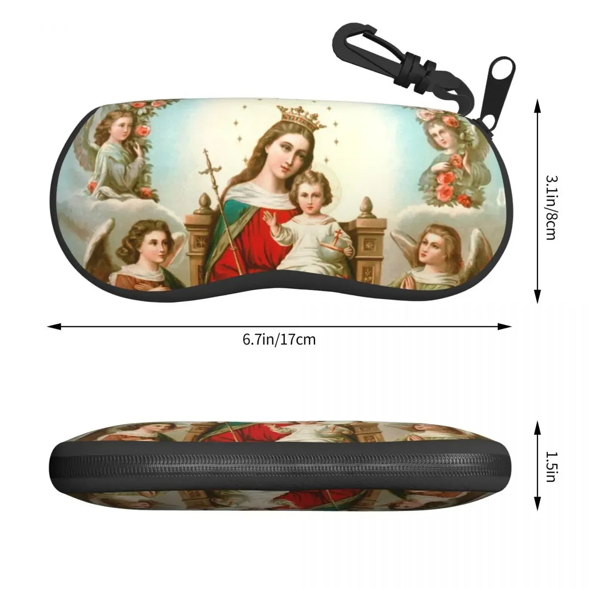 Custom Virgin Mary Sunglasses Soft Case Neoprene Zipper Catholic Christian Shell Eyeglass Case Custom Protective Box For Glasses