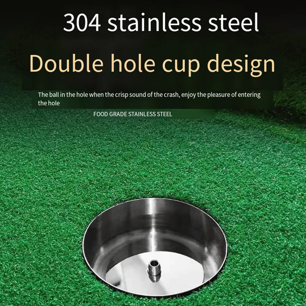 Golf Hole Cup Durable Golf Green Cups Stainless Steel with Flag Practical Turnover Prevent Golf Green Cups