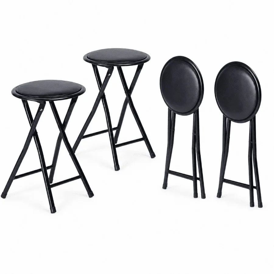 

4 Pack Folding Stackable Chair, Metal Stools for Classroom, Kitchen Craft Room, Black