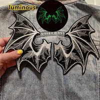 1 Pair Luminous Bat Wings Patch Punk Gothic Horrible Iron On Patches For Clothing Jacket Bag Trucker Hat DIY Gift Accessory