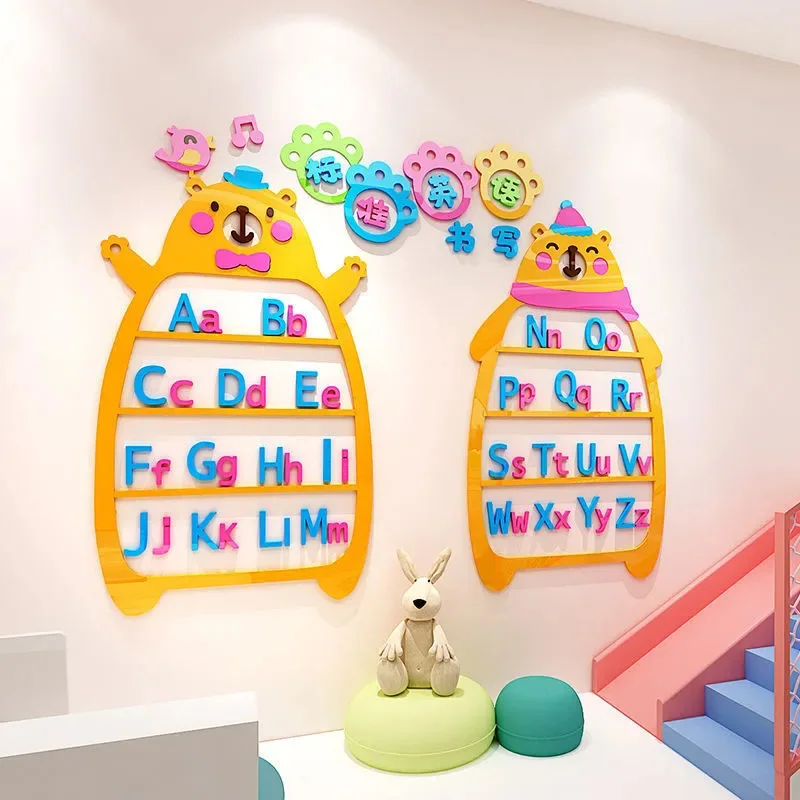 

Cartoon Style Kindergarten Early Education 26 English Letter Wall Sticker Home Living Room Bedroom Decor Children Wall Sticker
