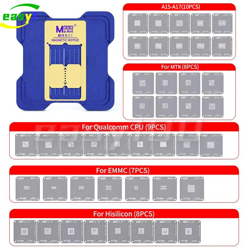 MaAnt BGA Reballing Stencil Platform For iPhone A8-A17 Motherboard MTK EMMC Qualcomm HUAWEI CPU Welding Repair Tools