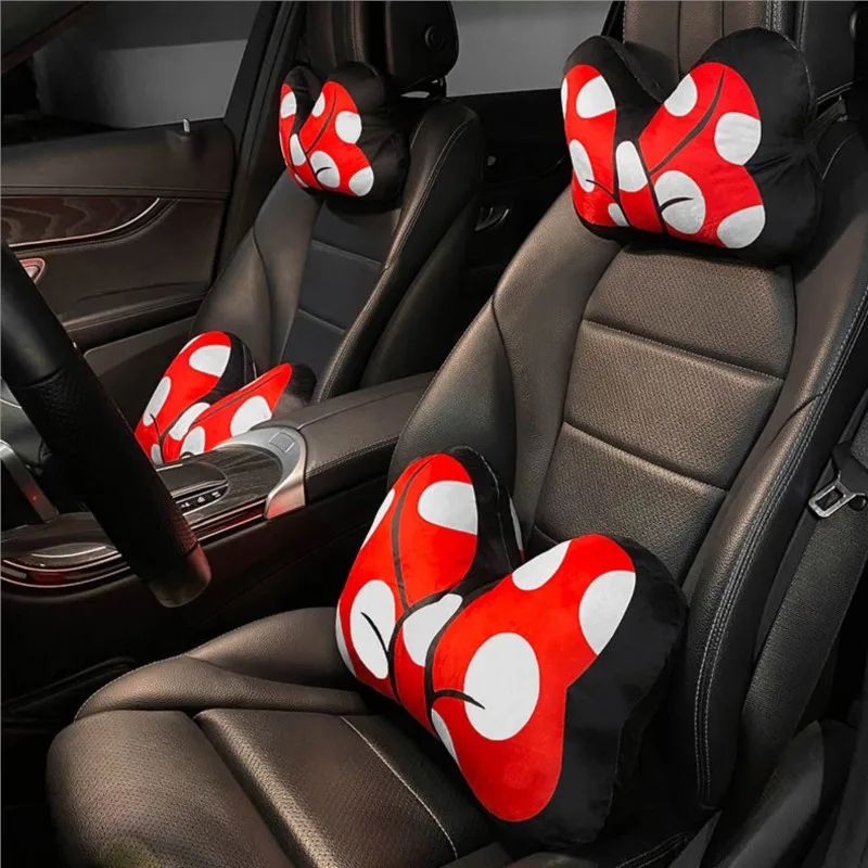 Car Pillow Cute Bowknot Headrest Back Cushion Car Seat Lumbar Pillow Leaning Lovely Neck Girls Lady Wholesale Car Accessories