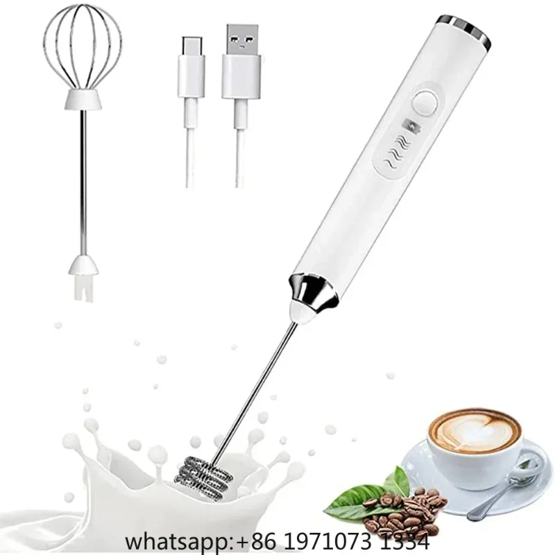 Electric Foamer Mixer Whisk Beater Stirrer 3-Speeds Coffee Milk Drink Frother USB Rechargeable Handheld Food Blender Whisk