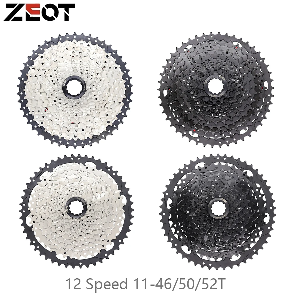 ZEOT 12 Speed 11-46/50/52T Bike Cassette Sprocket Mountain Bike Silvery Black Cassette For Shimano Sram Bicycle Parts