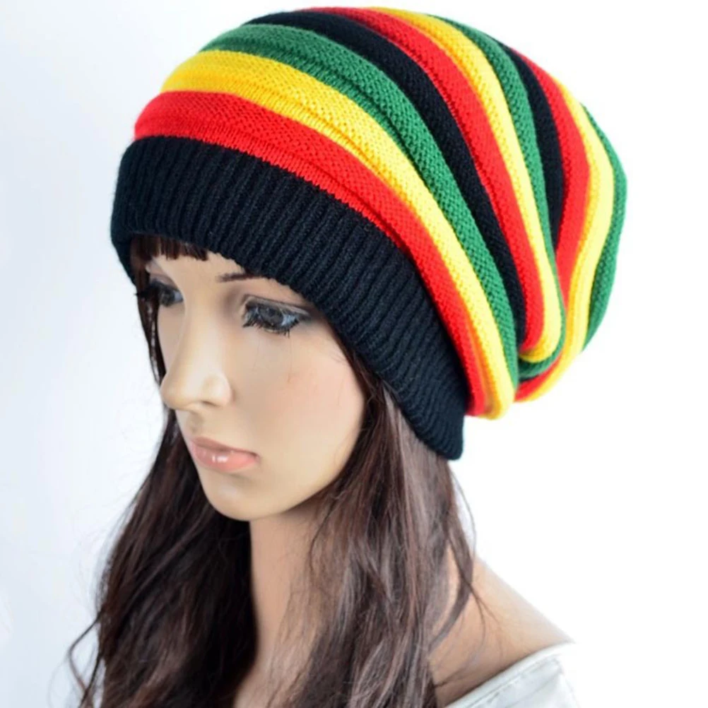 

Colorful Wool Hip-Hop Pleated Hat Winter Knitted Warm Chunky Stretch Cable Knited Double Sleeve Caps Beanie Hats