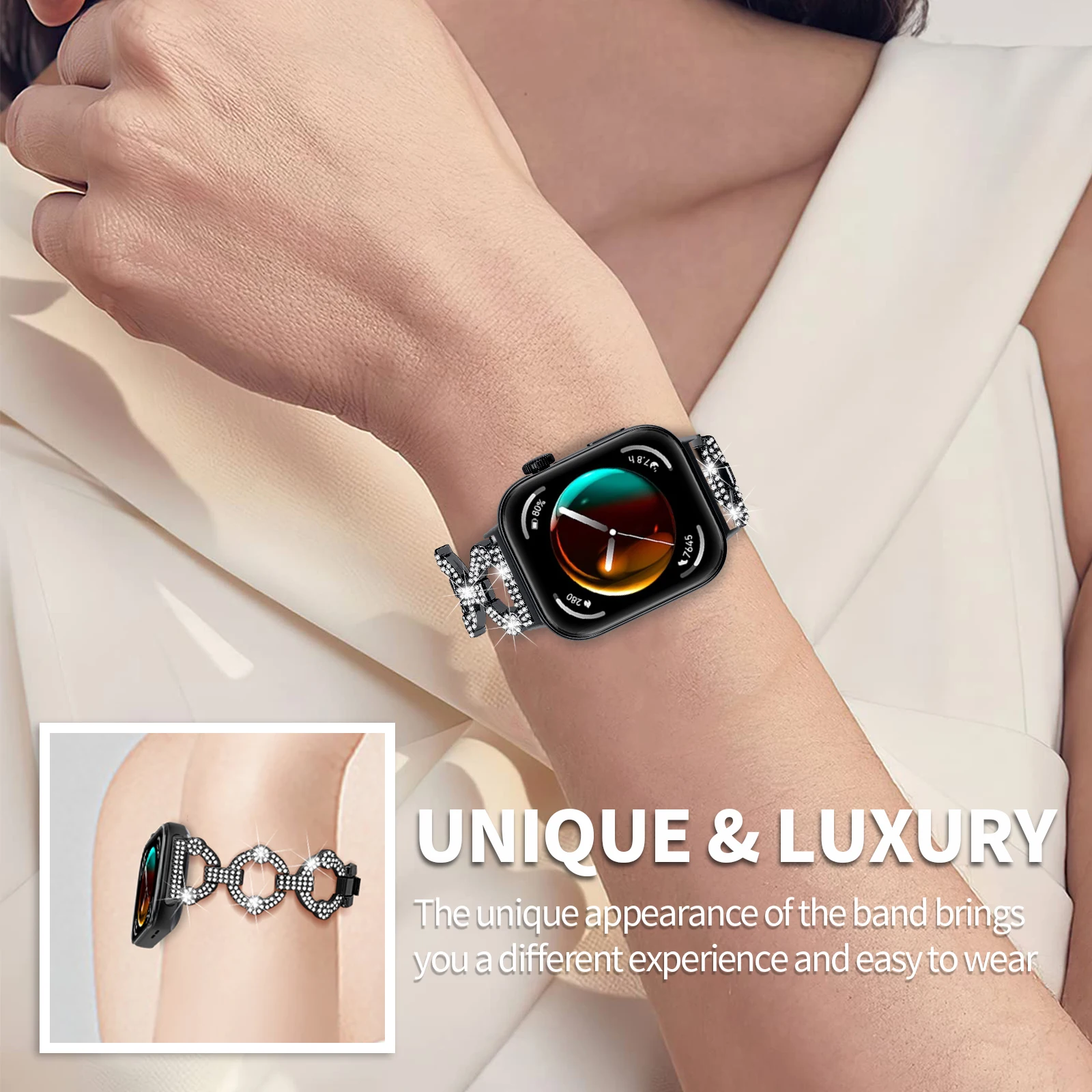 สายสแตนเลสสําหรับนาฬิกา Huawei Fit 3 สายวงกลมผู้หญิงผู้ชายเพชรสร้อยข้อมือโลหะสําหรับ Huawei Fit 3 สมาร์ทวอท์ช