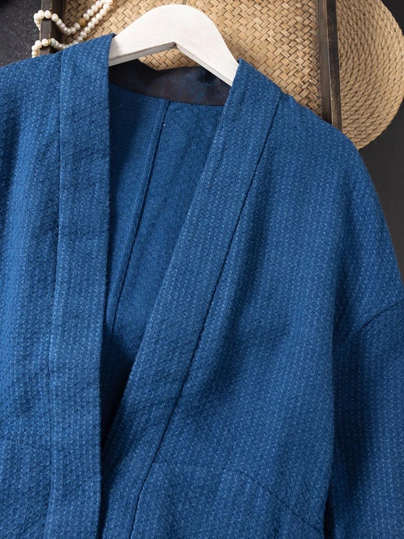 Double Sided Commuting Jacket with Blue Hidden Button 100% Natural Mulberry Silk Grid Design V-neck Hidden Button Jacket