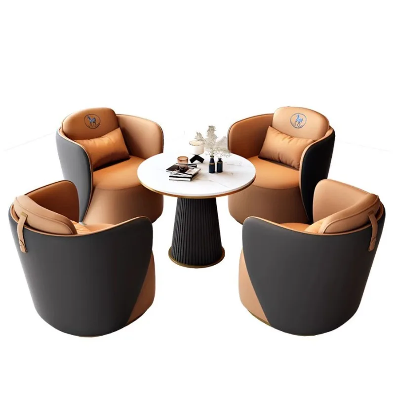 

Sales Office Cafe Light Luxury Single Sofa Hotel Lobby Leisure Leather Art Office Reception