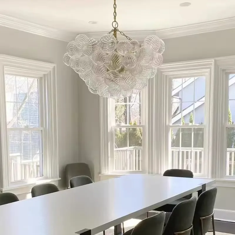 

American Glass Bubble Chandelier Light Luxury Restaurant Hanging Lighitng Living Room Hotel Modern Ceiling Suspension Home Decor