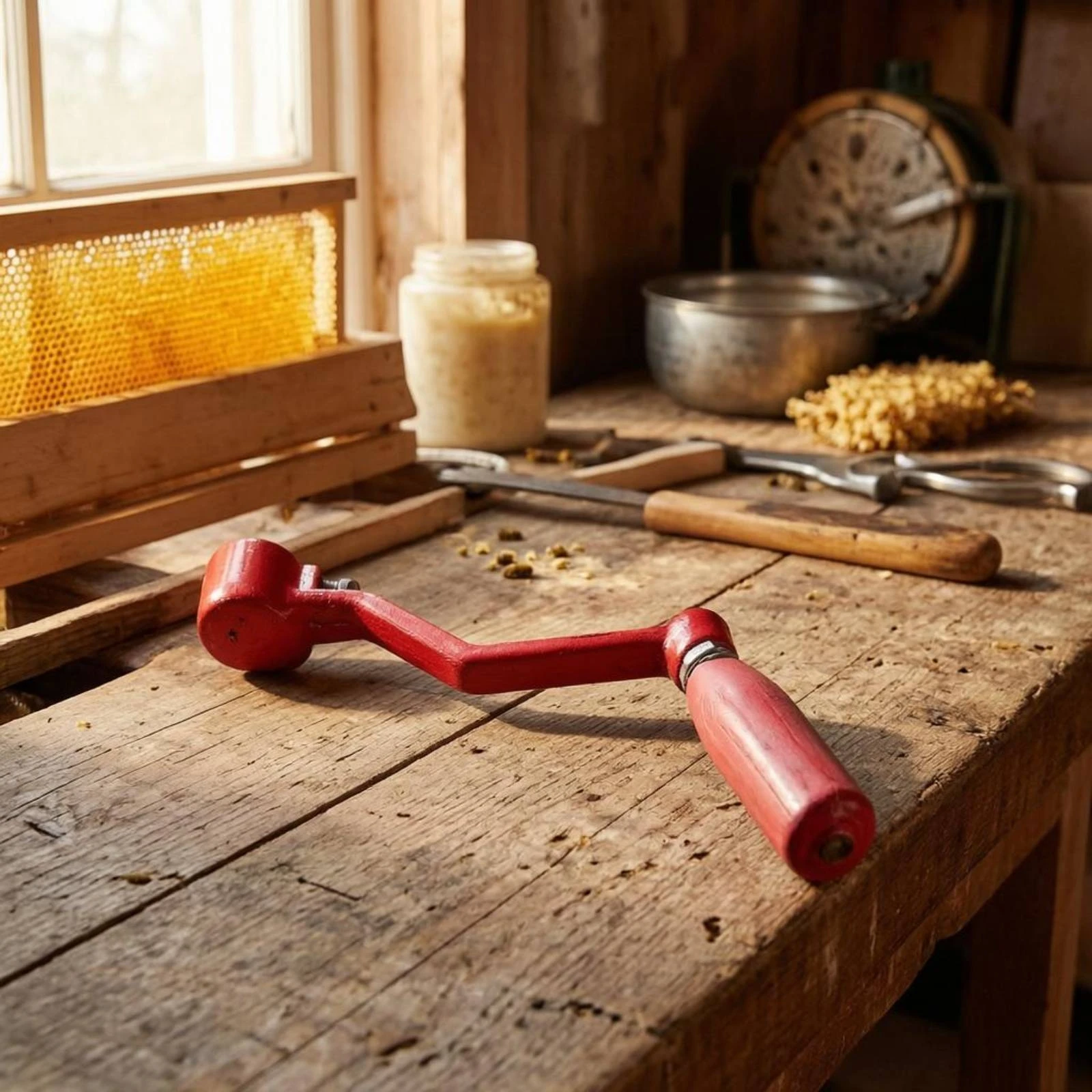 Honey Extractor Crank Handle Cylindrical Grip Red Crank Handle for Beekeepers