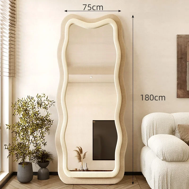 Full body mirror, floor to floor wave creative Nordic living room, bedroom, home wall mounted dressing mirror