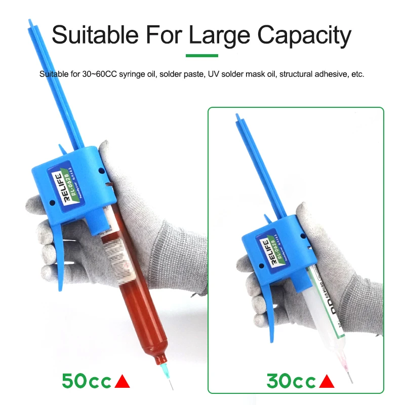 Pistola per colla manuale RELIFE RL-062A/10CC e RL-062B/30-60CC per siringa olio pasta per saldatura UV maschera per saldatura olio strutturale dhesive