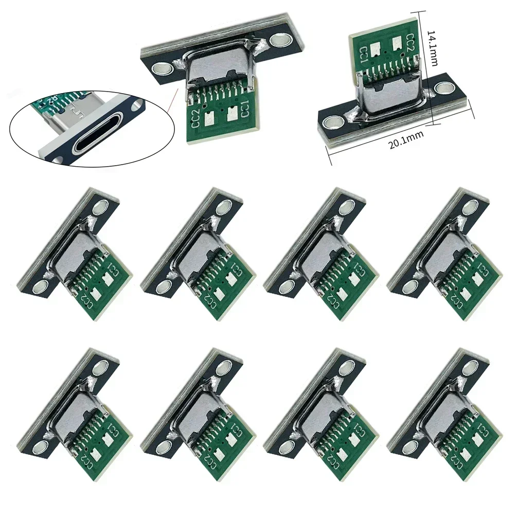 10PCS USB 3.1 Type-C Sockets with Screw Plate - Detachable Keyboard Charging/Data Cables, DIY Mod Ports | Fast Sync