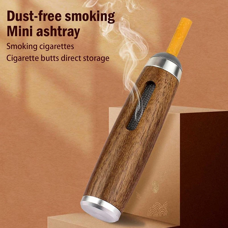 

Mini Walnut Ashtray Multifunctional Car Anti-flying Ash Free Ash Environmental Protection Cigarette Cover Car Ashtray