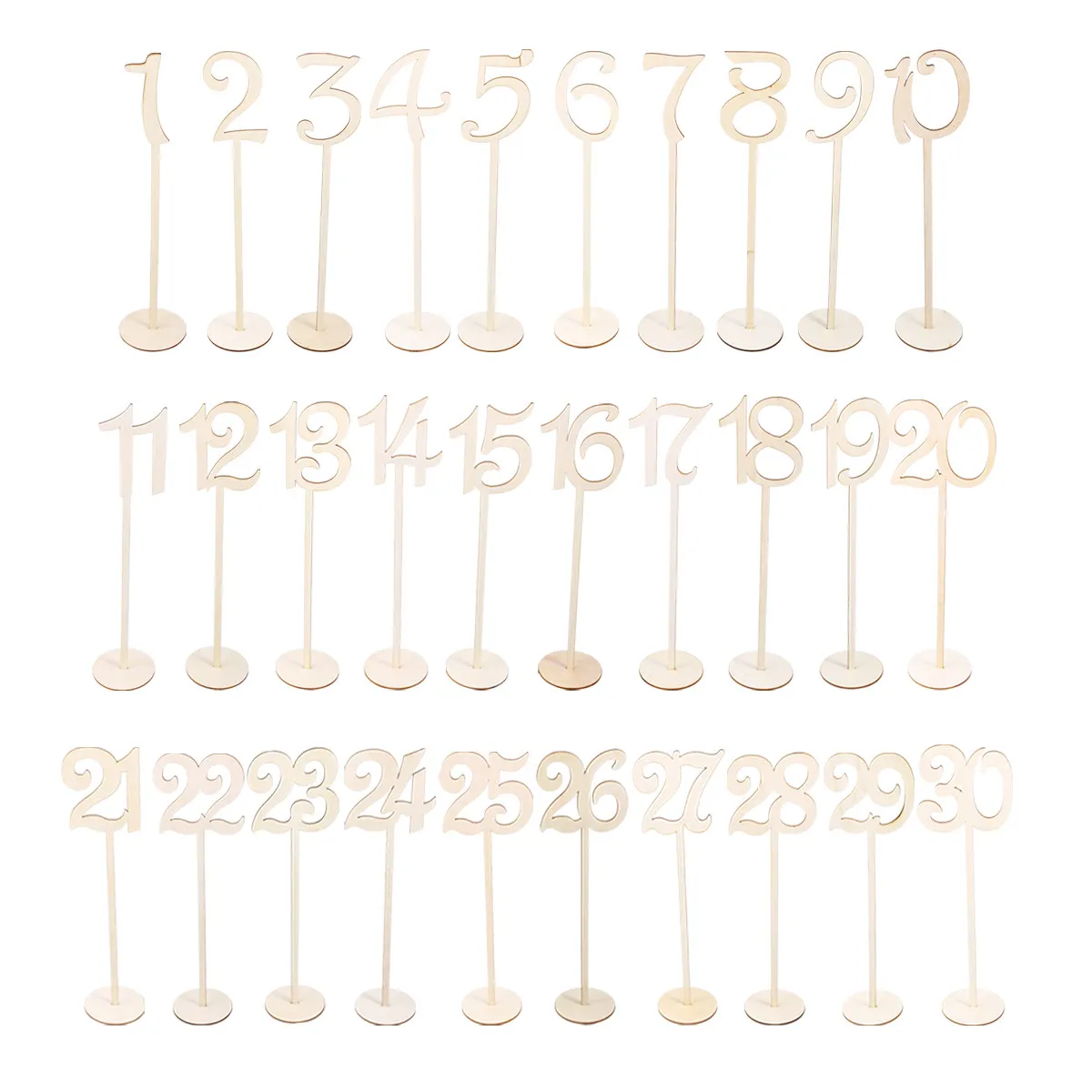 30Pcs Premium Wood Table Numbers Set 1 to 30 Featuring Sturdy Holder Base Versatile Table Numbering Solution for Wedding