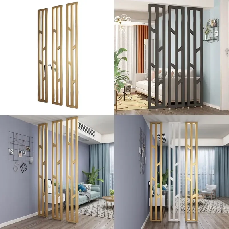 Nordic Iron Room Divider Screen Modern Freestanding Partition Wall for Living Room Porch Simple Decorative Column Separator