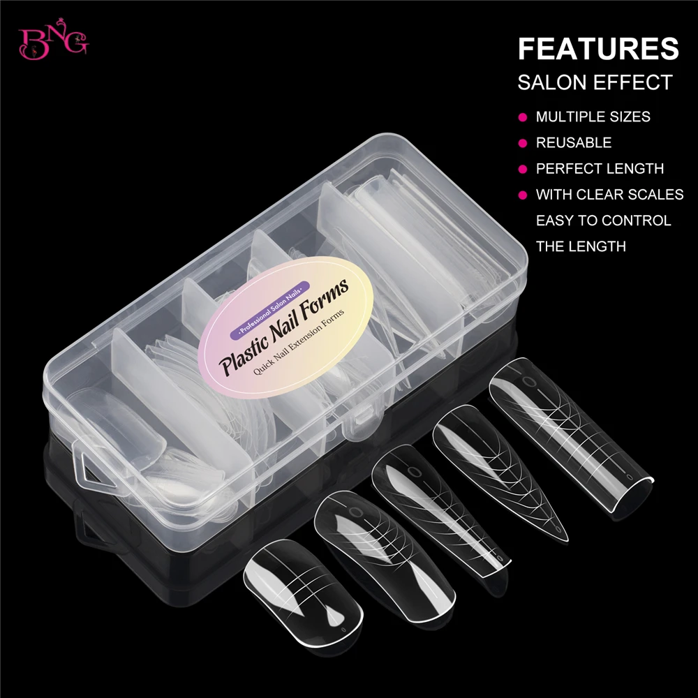 BNG Nail Dual Forms für Poly Extension Gel Nagelformen für Builder Gel Wiederverwendbare 15-Größen Acryl-Nagelformen-Sets für die Maniküre – Detail 7