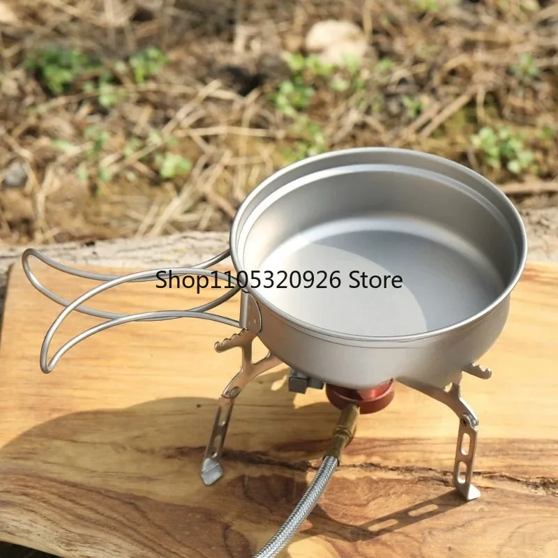 Outdoor Titanium Pot Pure Titanium Soup Camping Cookware Ultra Light Tableware Frying Titanium Alloy Folding Set