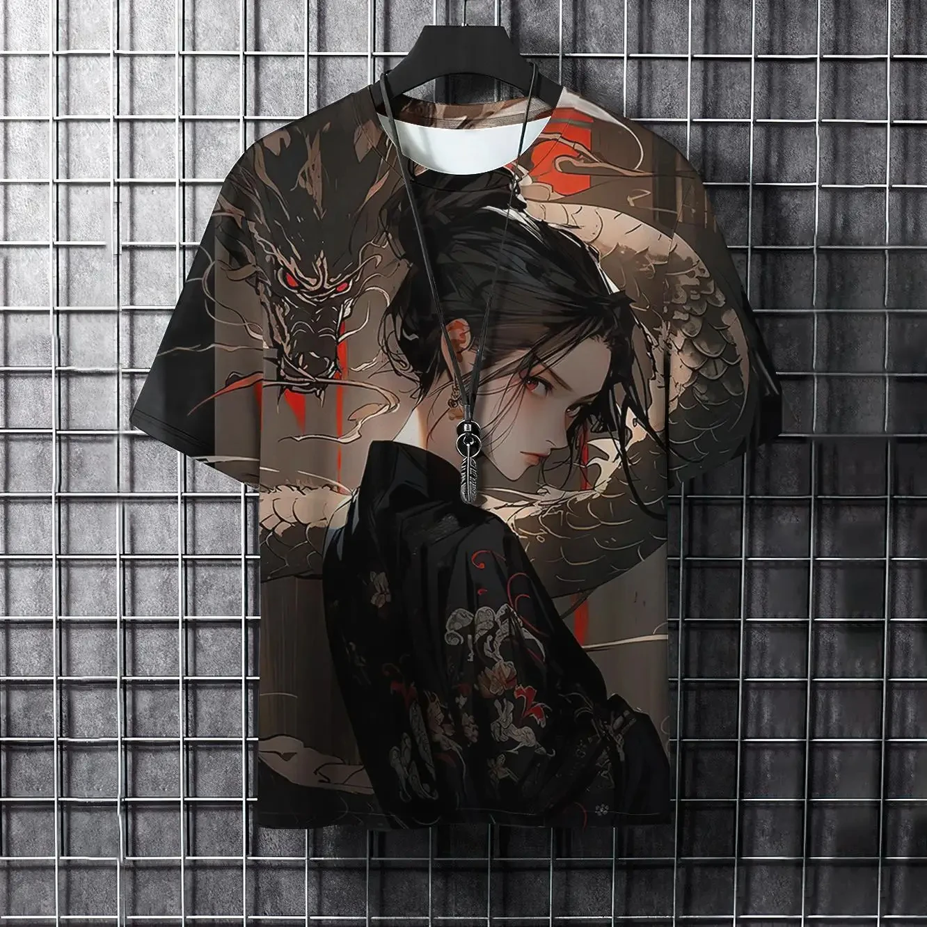 Men's New Japanese Ukiyo-e Pattern 3D Printed T-shirt with Samurai Tattoo Hip Hop Street Fashion O-Neck Short Sleeve Top