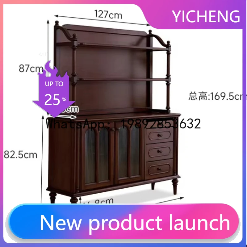

TQH American Style Solid Wood Sideboard Cabinet French Vintage Storage Cabinet Living Room Wall-Mounted High Side Cabinet