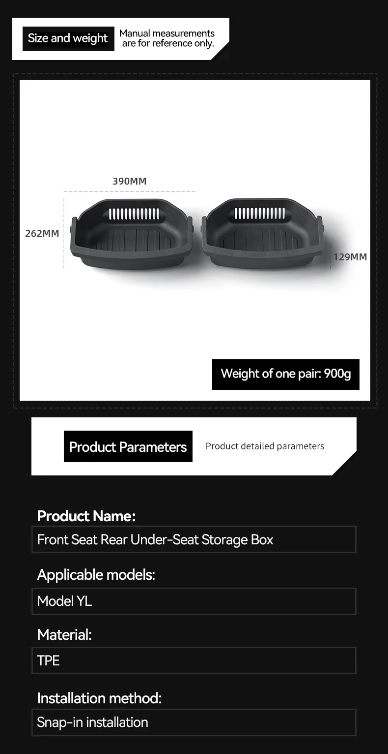 YZ Under Seat Storage Box For Tesla Model YL 6-Seat 2026 Drawer Front Rear Seat Lower Organizer Tray Car Interior Accessories