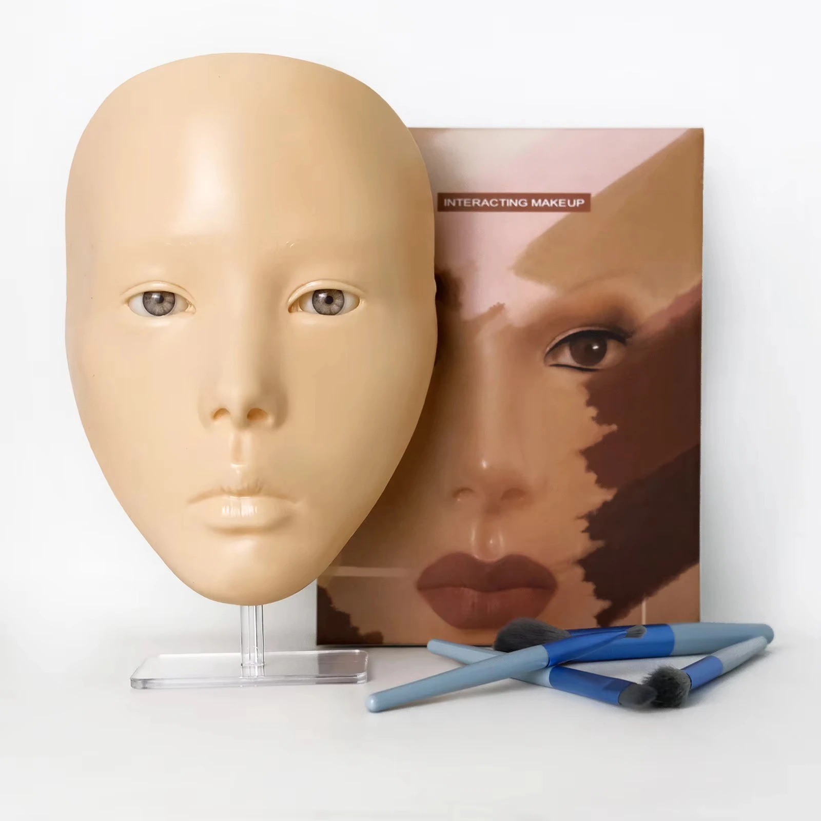 Re-usable 5D Silicone Makeup Mannequin Full Face Practice Board for Eyelash Eyeshadow Brow Makeup Practice Face Model