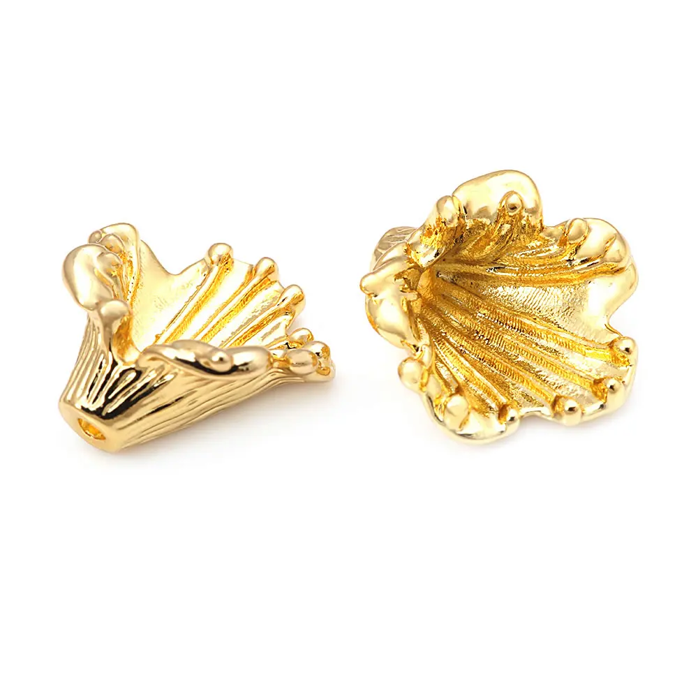 10PCS 18K Gold Color Brass Lily Flower Beads Caps Tassel Caps High Quality Diy Jewelry Making Earrings Accessories for Women