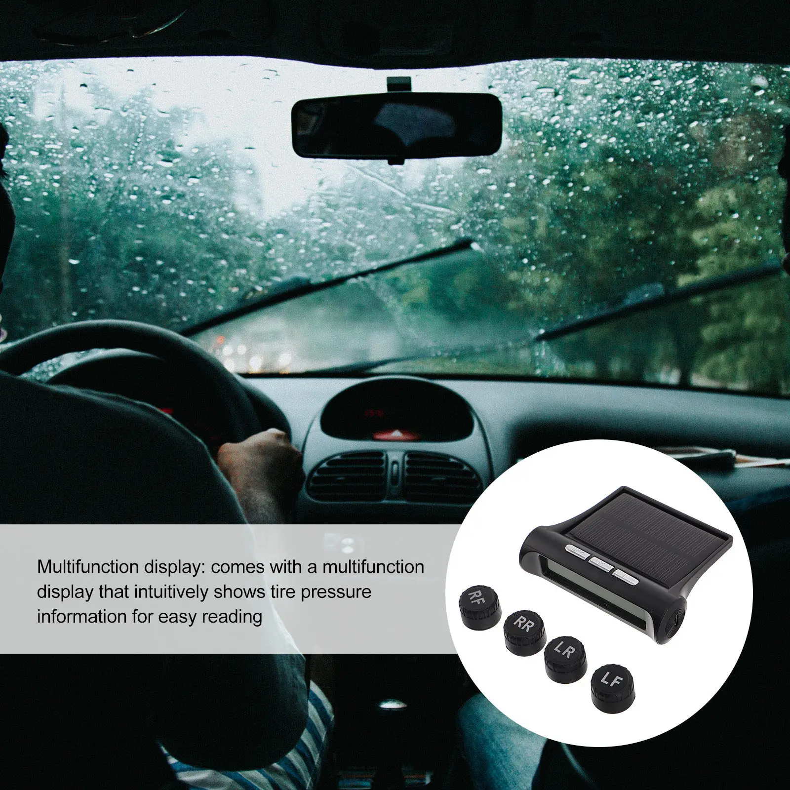 

1Set Solar Tire Pressure Monitoring System Wireless Real Time Car Tire Pressure Sensor Display Vehicle