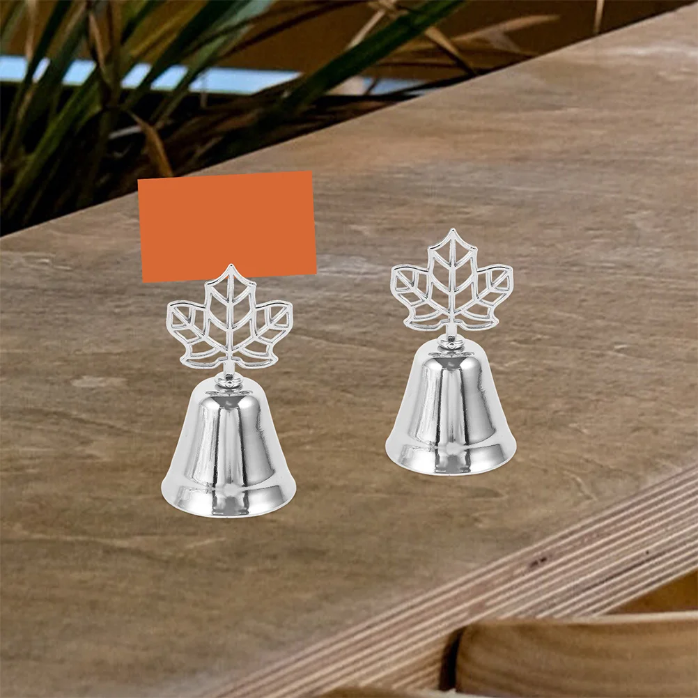 

8pcs Maple Leaf Bell Table Number Holders For Weddings Banquets Christmas Name Card Menu Photo Stand Table Sign Display Clip
