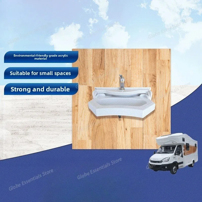 Acrylic Folding Sink with Faucet Car Wash Basin Bathroom for Boat Caravan Motorhome Camper Camping Car Accessories