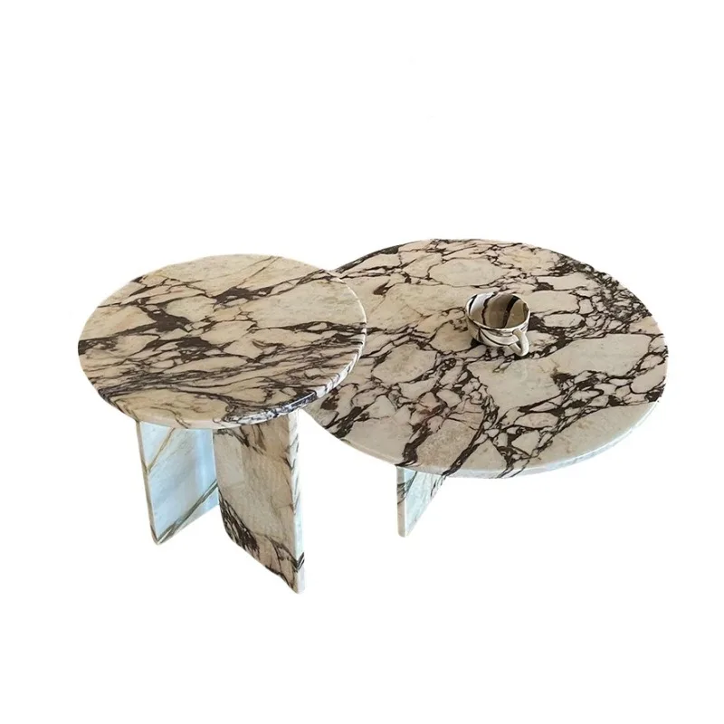 Minimalist household living room round marble coffee table designer coffee table corner side table combination