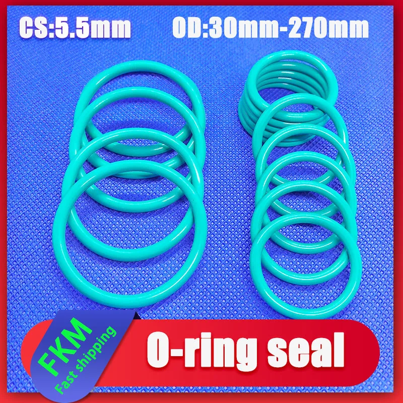 High Temp FKM O Ring 5.5mm Wire Diameter Oil Resistant Fluororubber Seal Gasket OD30-270mm for Machinery Hydraulic
