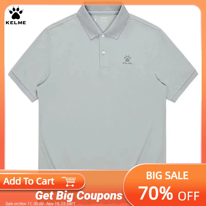 

Мужские и женские летние поло Kelme, новинка, спортивный и Повседневный Топ, однотонная дышащая футболка-поло с коротким рукавом и воротником