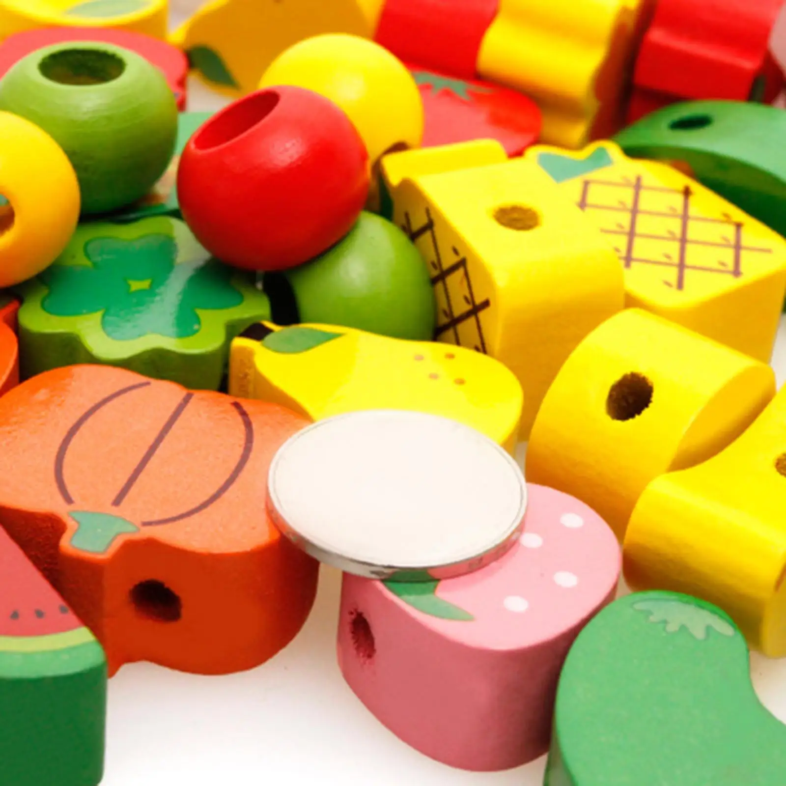 Preschool Activities Stringing Toys, Wooden Stringing Beads Building Blocks, Lacing Threading Toys for 2 3 4 Age Gifts