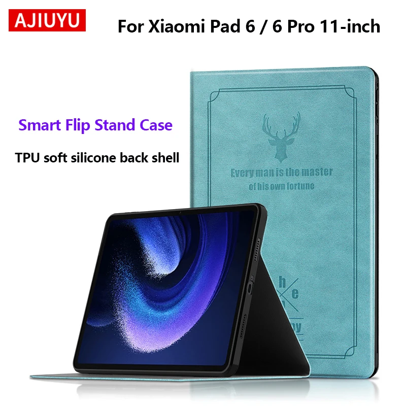 Case ForXiaomi Pad 6 Pro 11 inch Cover PU Leather Soft Back Stand Tablet Shell For Mi Pad 6 MiPad 6 Pro 11