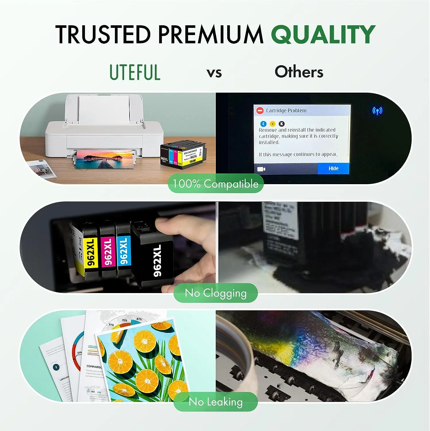 962XL Ink Cartridges Combo Pack High-Yield Compatible Replacement for HP 962 Ink Cartridges Black Cyan Magenta Yellow 4 Pack