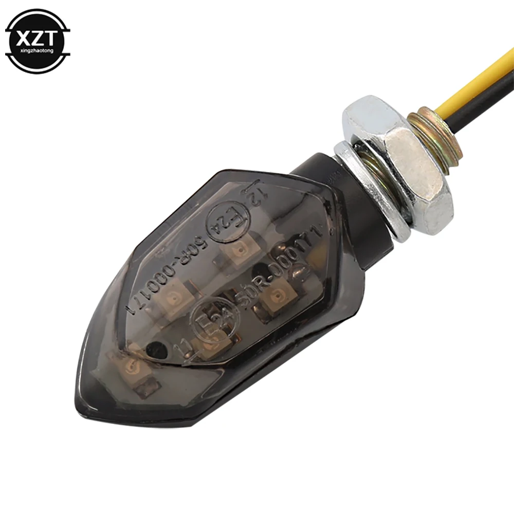 4PCS/set Mini Motorcycle Smoke Lens Turn Signal Light 5LED 12V Amber Blinker Indicator Lamp Motorcycle Universal Easy to Install image 4