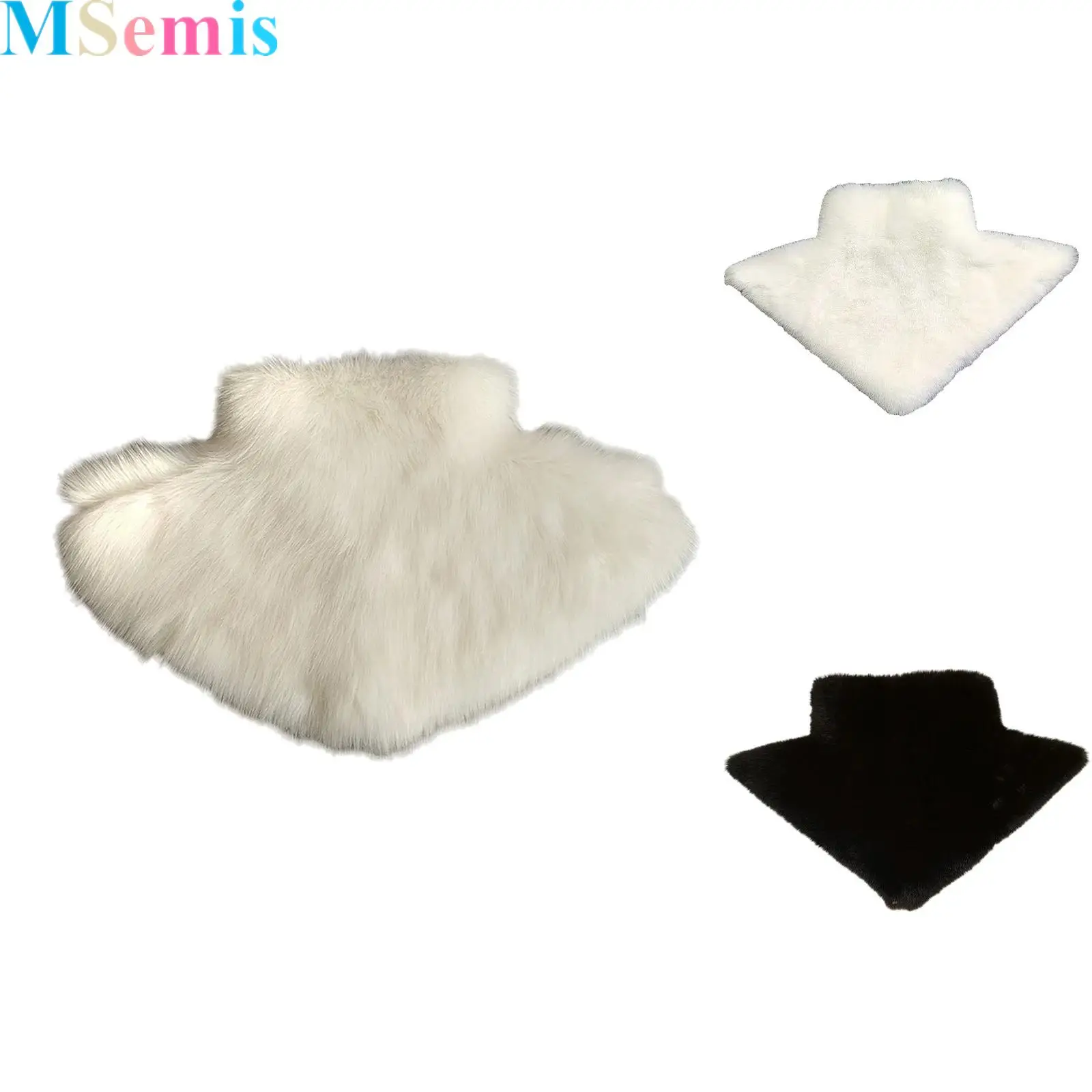 

1Pcs Faux Fur Fake Collar Animal Cosplay Costumes Accessories Plush Mock Neck Style with Invisible Zipper Fake Collar