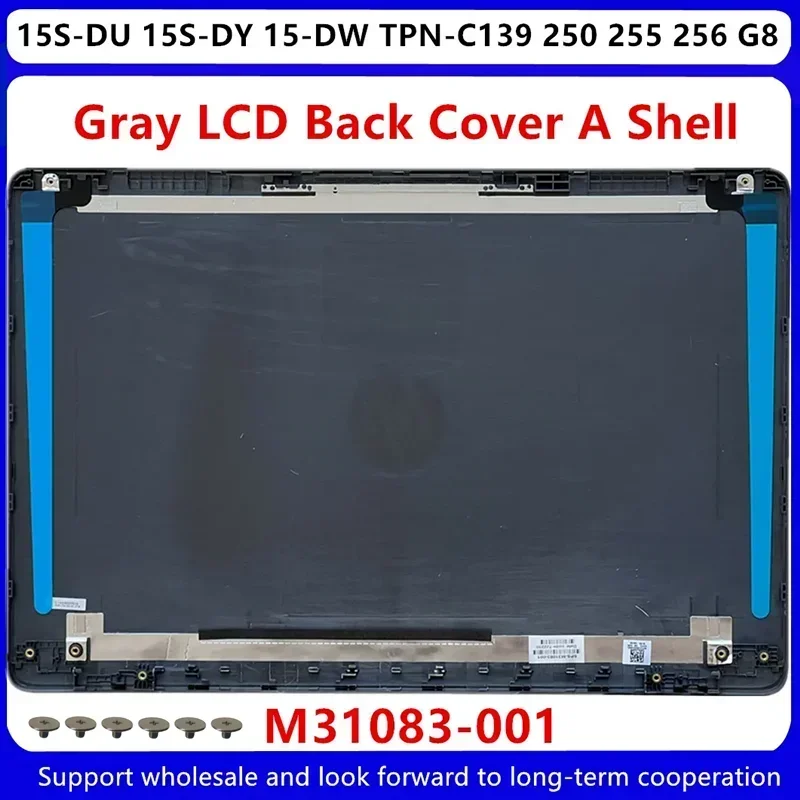 Tampa traseira do LCD para o portátil, cinza, M31083-001, HP 15S-DU, 15S-DY, 15-DW, TPN-C139, 250 G8, 255 G8, 256 G8, novo